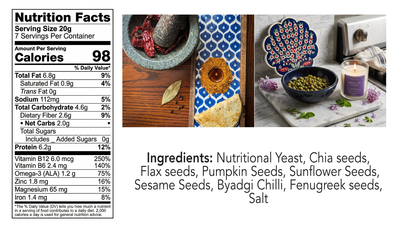 Cellular Pudi Nutritional Label
